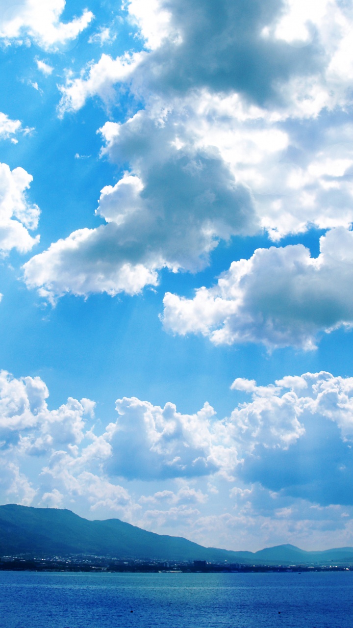 Обои облако, синий, дневное время, кучевое облако, горизонт в разрешении 720x1280