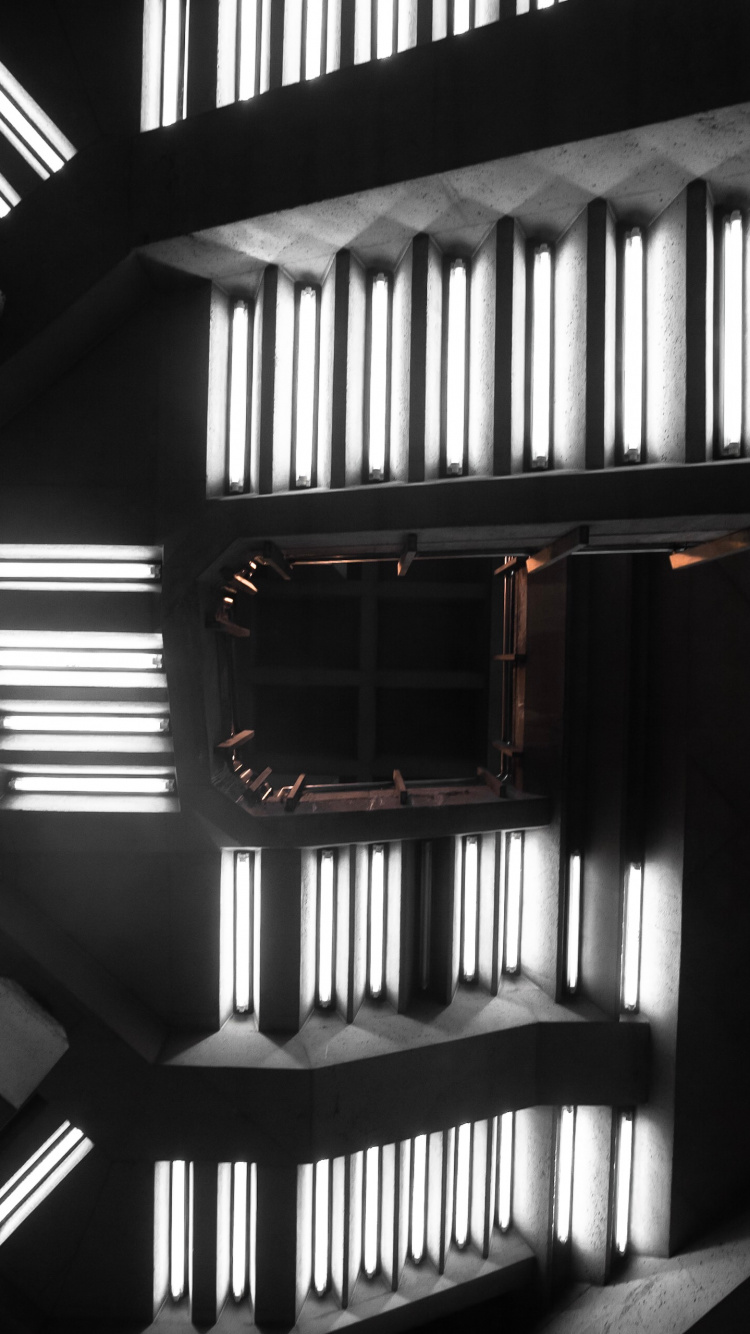 Обои черный, человек, лестница, Черный Белый - М, архитектура в разрешении 750x1334