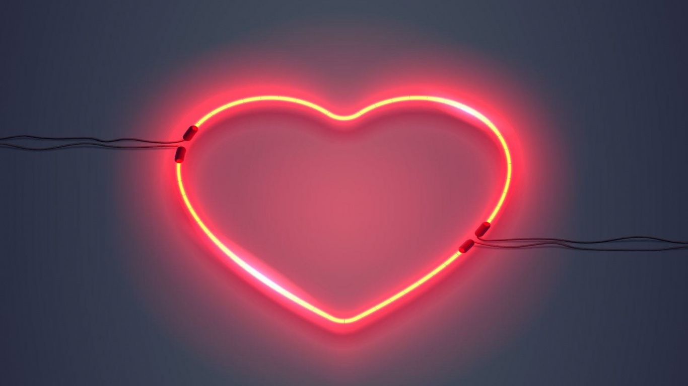 Обои неоновая вывеска, неон, освещение, свет, красный цвет в разрешении 1366x768