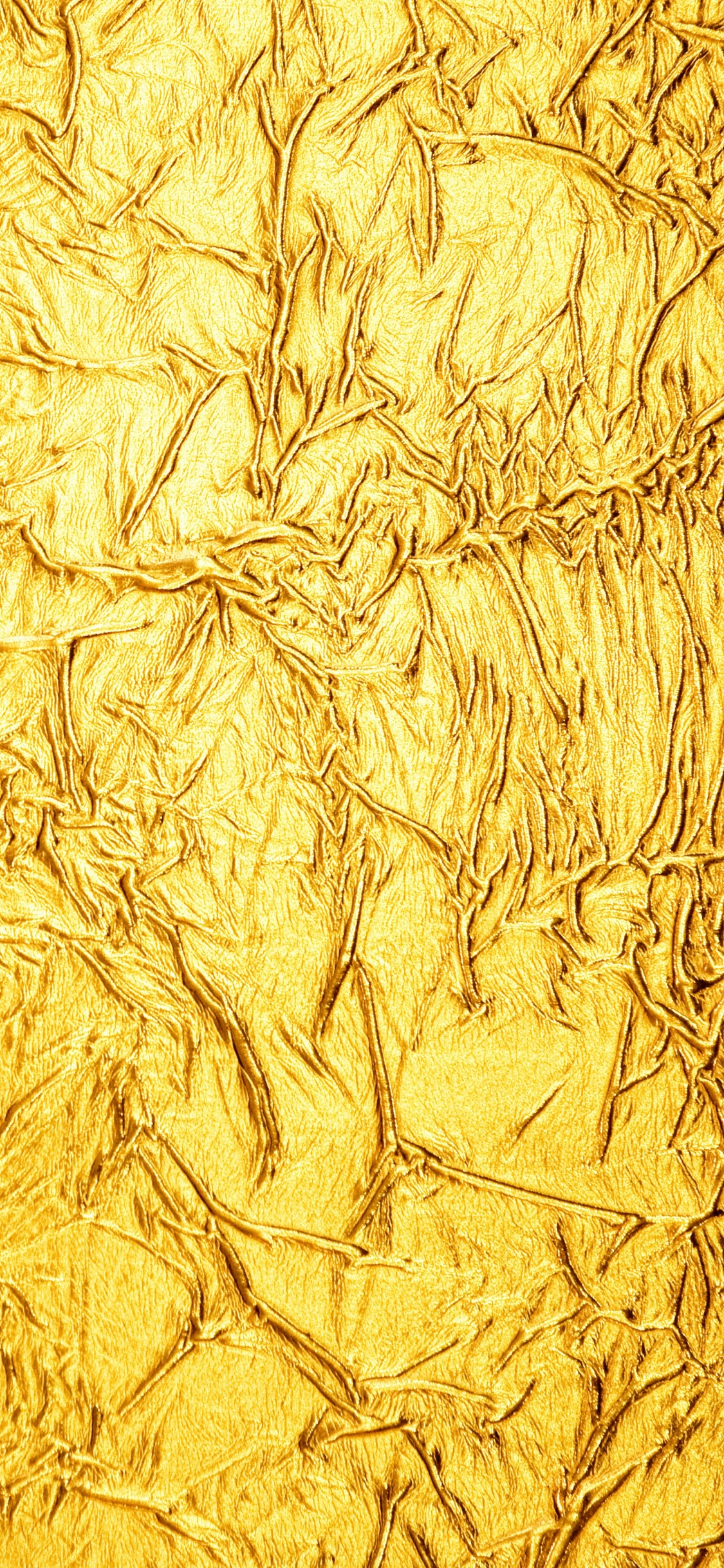 Обои металл, сусальное золото, текстура, золото, желтый в разрешении 1125x2436