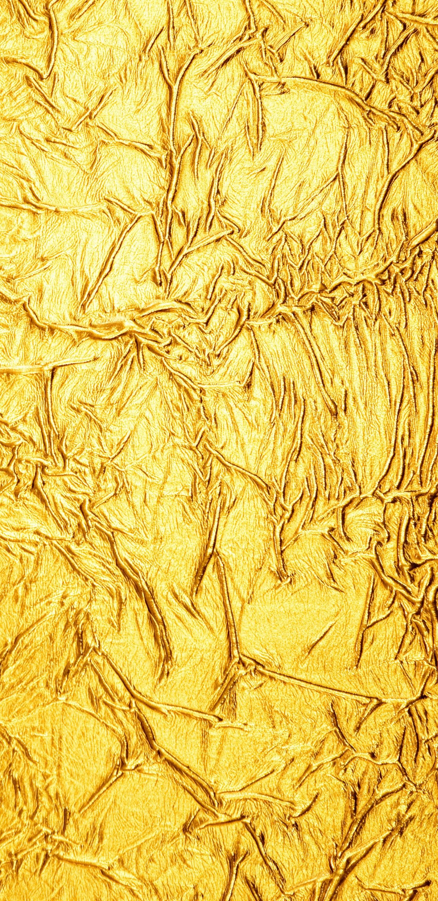 Обои металл, сусальное золото, текстура, золото, желтый в разрешении 1440x2960