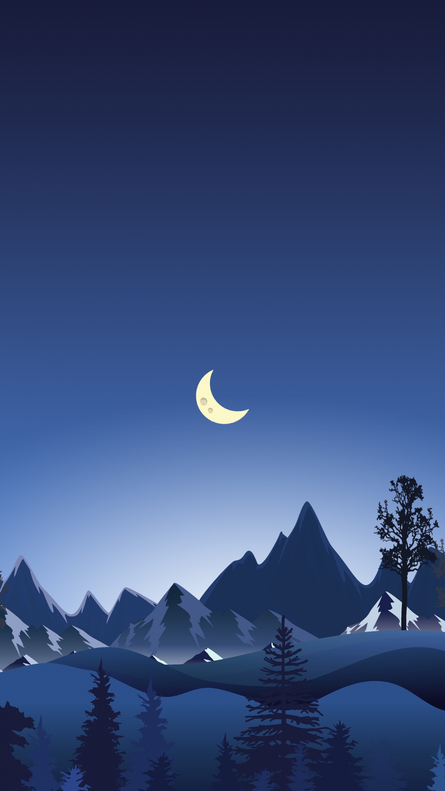 Обои гора, снег, ios, атмосфера, луна в разрешении 1440x2560