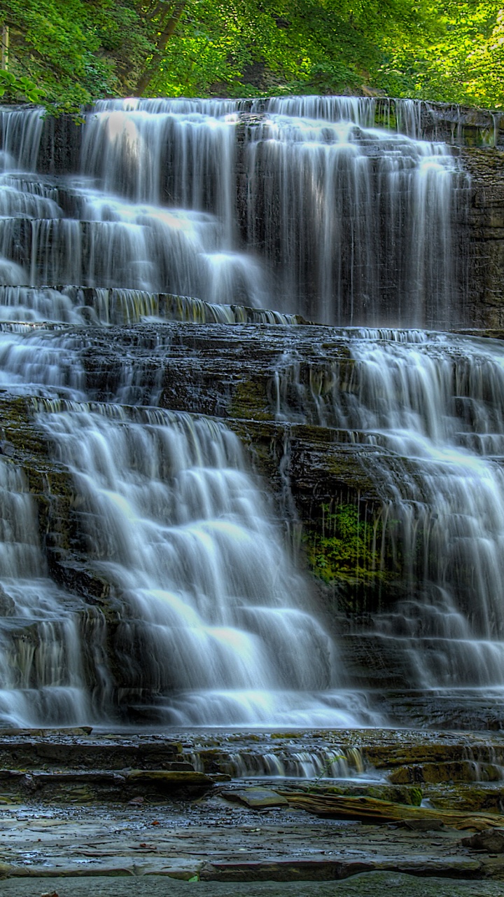 Обои водопад, Итаки Падает, Cascadilla Ущелье, водоем, гидроресурсы в разрешении 720x1280