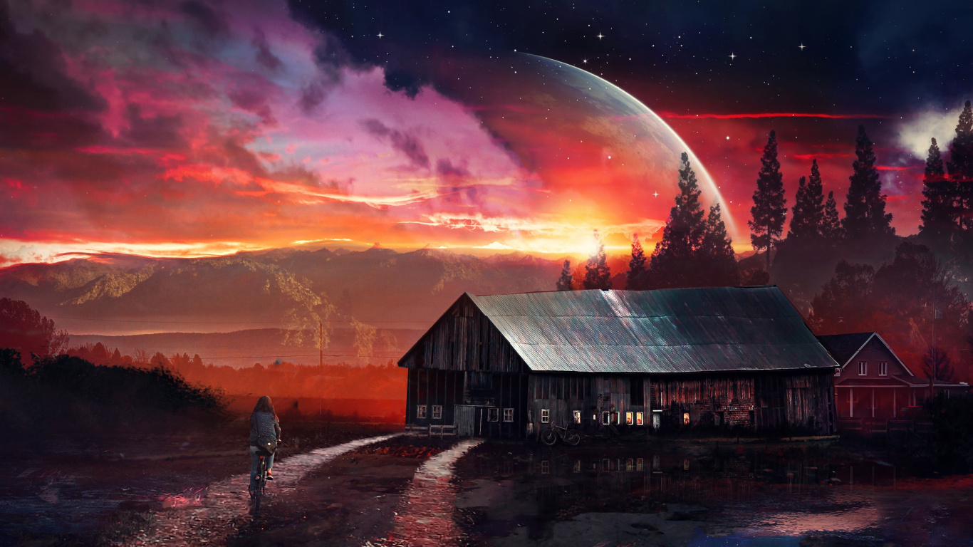 Обои планета, природа, атмосфера, пейзаж, вечер в разрешении 1366x768