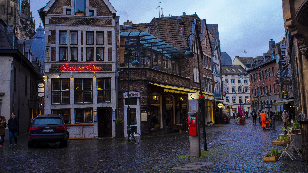 Обои улица, город, городок, соседство, здание в разрешении 1280x720