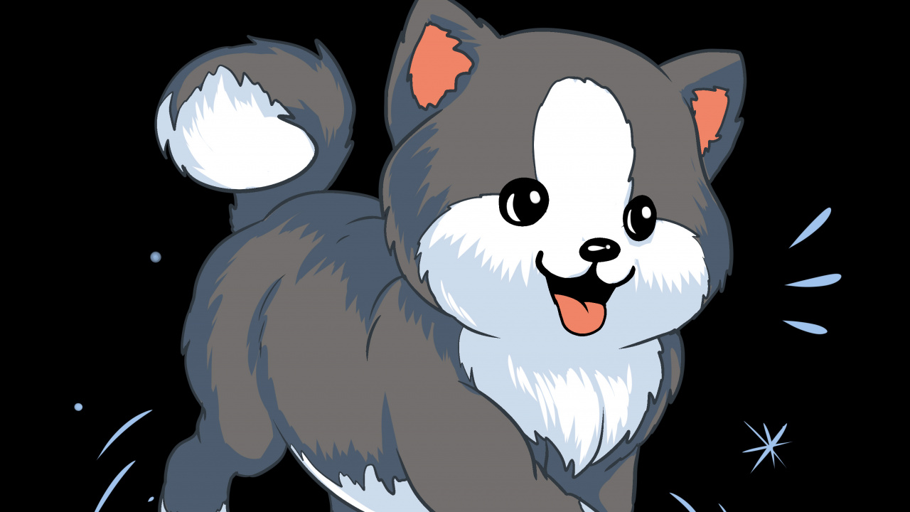 Обои кот, постер, датский дог, мультфильм, арт в разрешении 1280x720