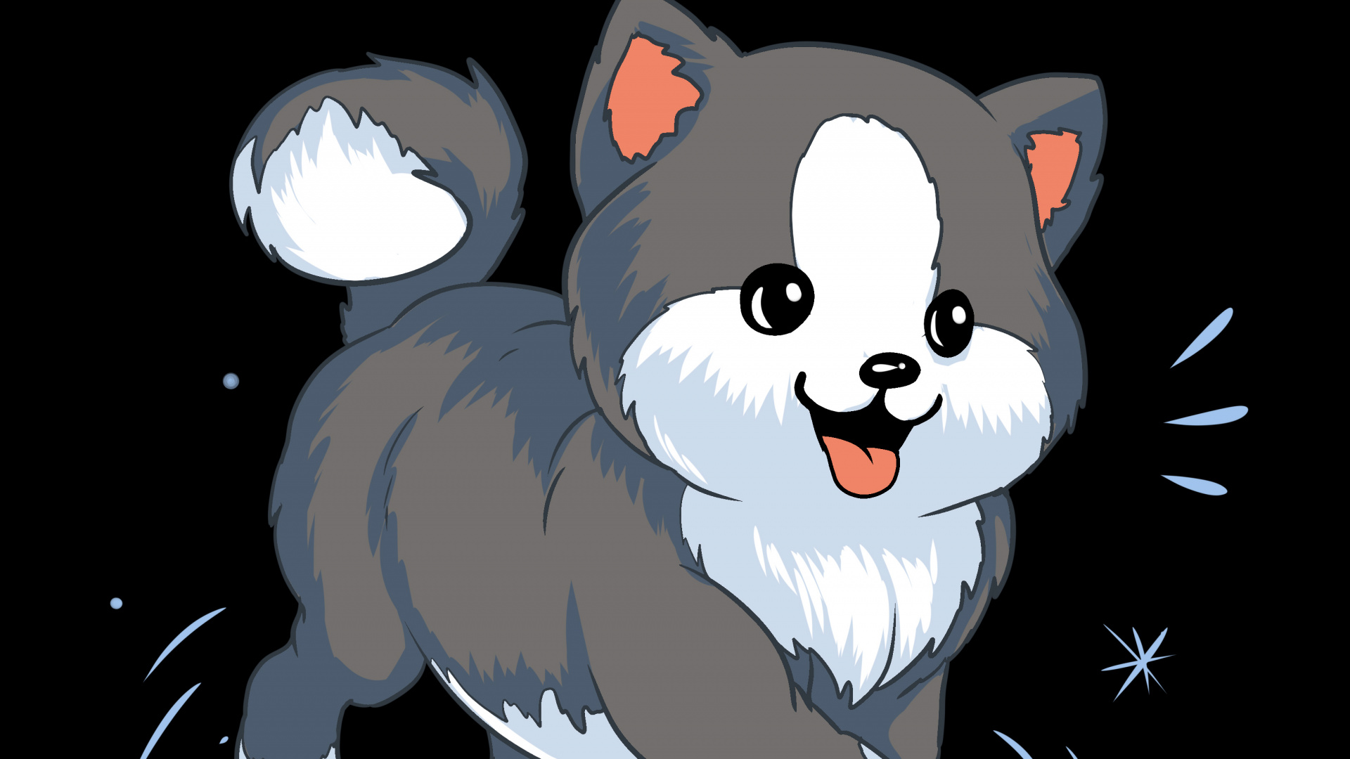 Обои кот, постер, датский дог, мультфильм, арт в разрешении 1920x1080