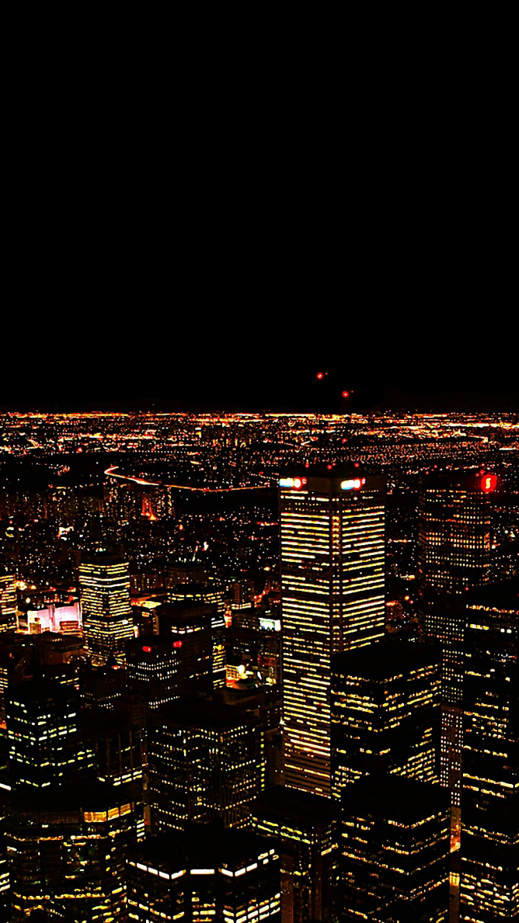 Обои город, ночь, городской пейзаж, городской район, метрополия в разрешении 750x1334