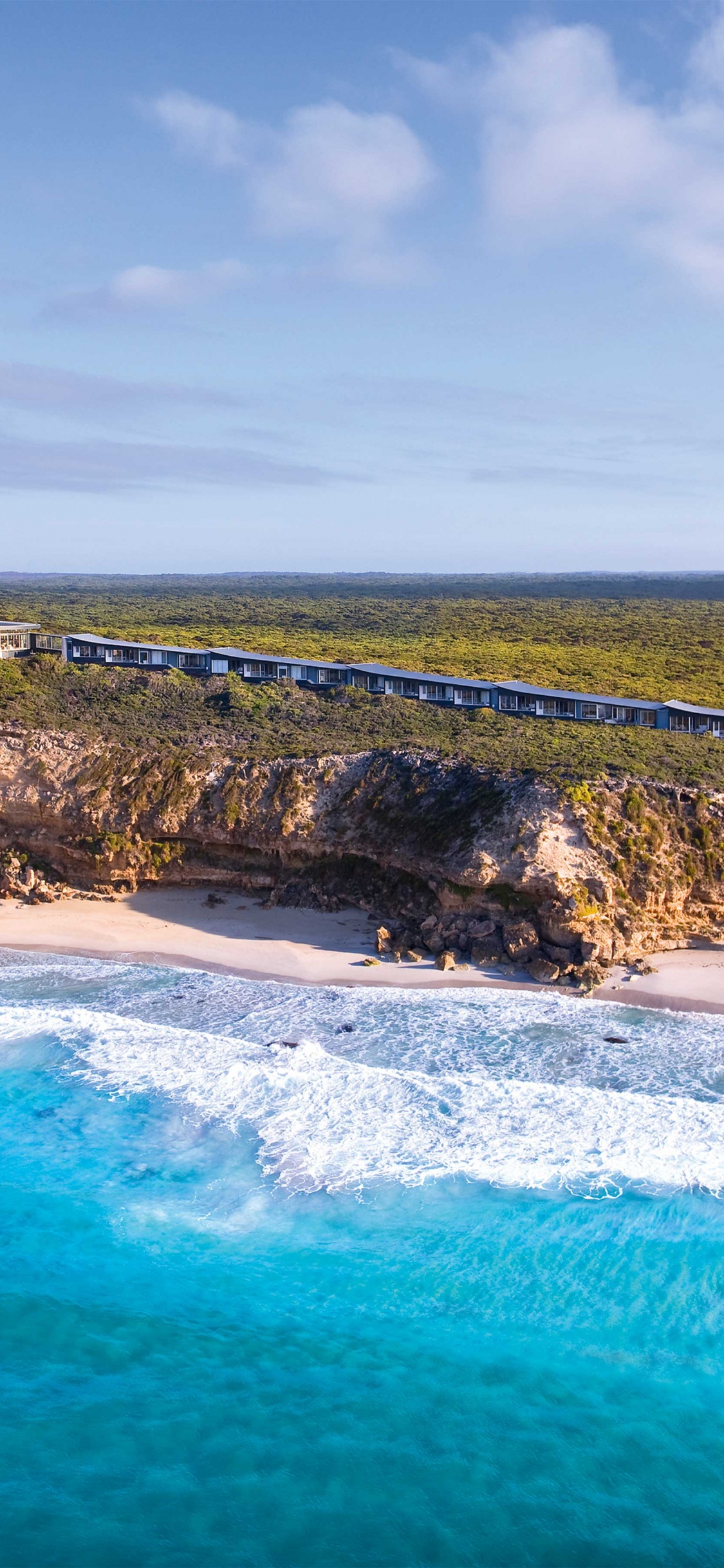 Обои Южный Океан Лодж, прибежище, жилье, путешествие, побережье в разрешении 1125x2436