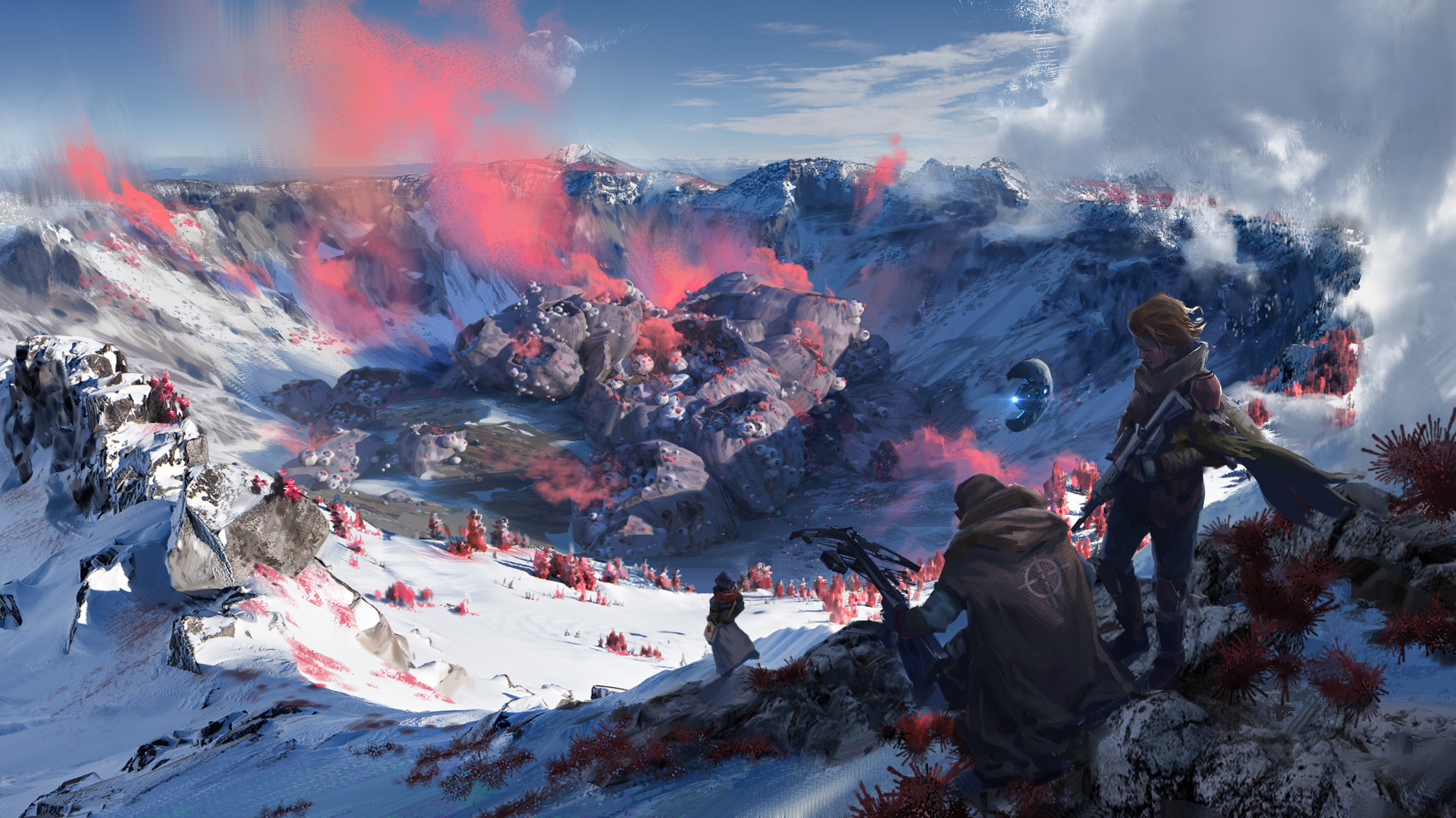 Обои мусорщик, игра на выживание, шутер, многопользовательская видео игра, горный рельеф в разрешении 3840x2160