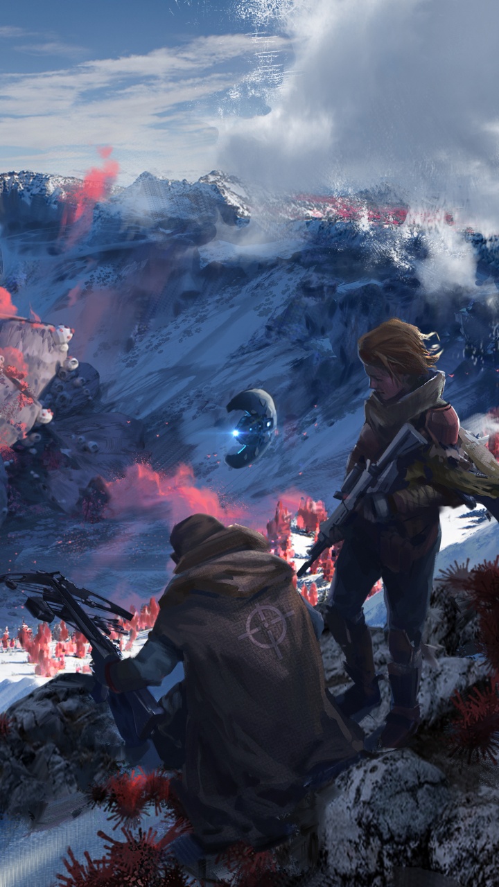 Обои мусорщик, игра на выживание, шутер, многопользовательская видео игра, горный рельеф в разрешении 720x1280