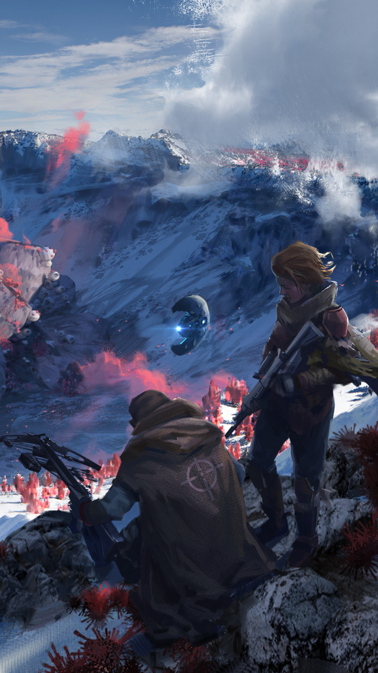 Обои мусорщик, игра на выживание, шутер, многопользовательская видео игра, горный рельеф в разрешении 750x1334