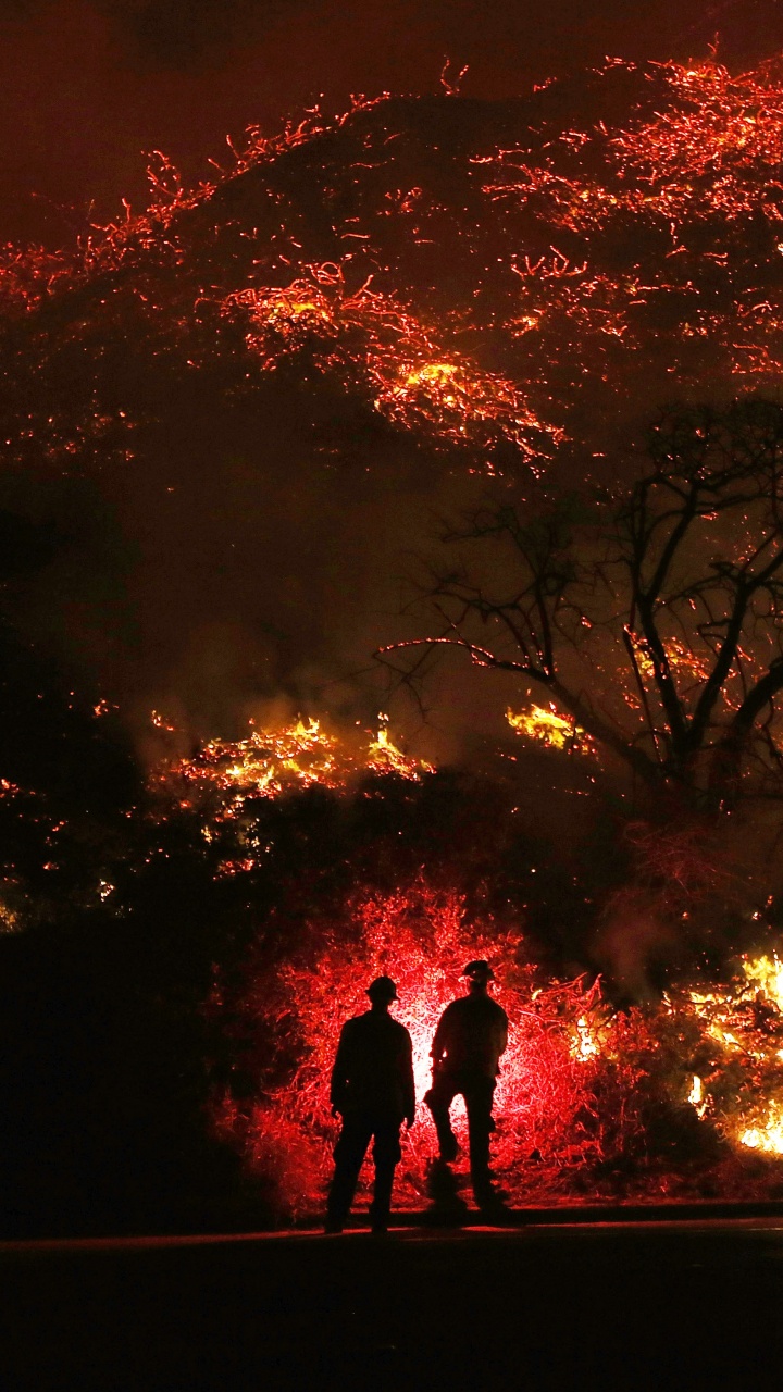 Обои пламя, Томас Огня, Южной Калифорнии пожары, тепло, Лос-Анджелес в разрешении 720x1280