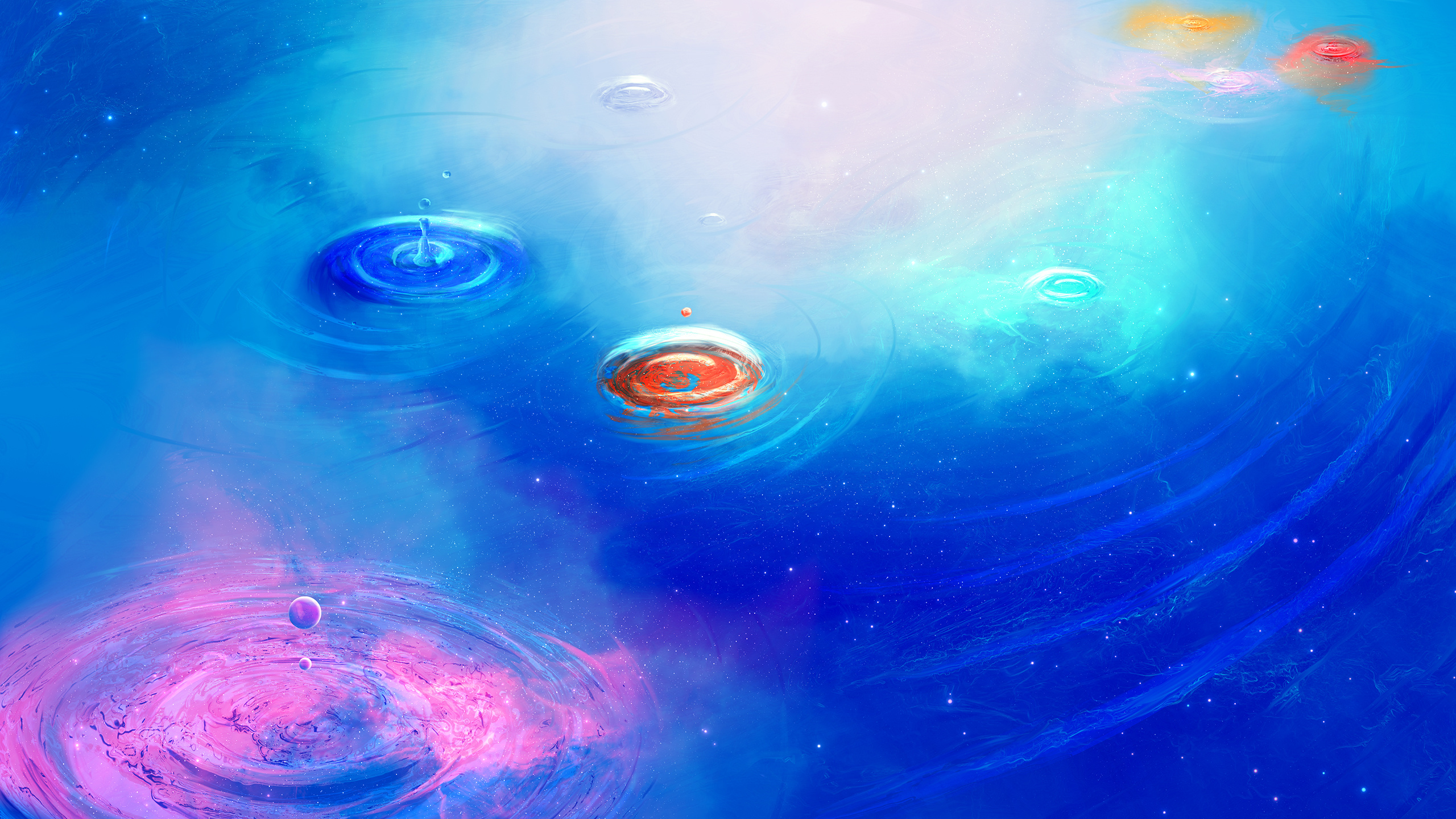 Обои вода, синий, Аква, космос, круг в разрешении 2560x1440
