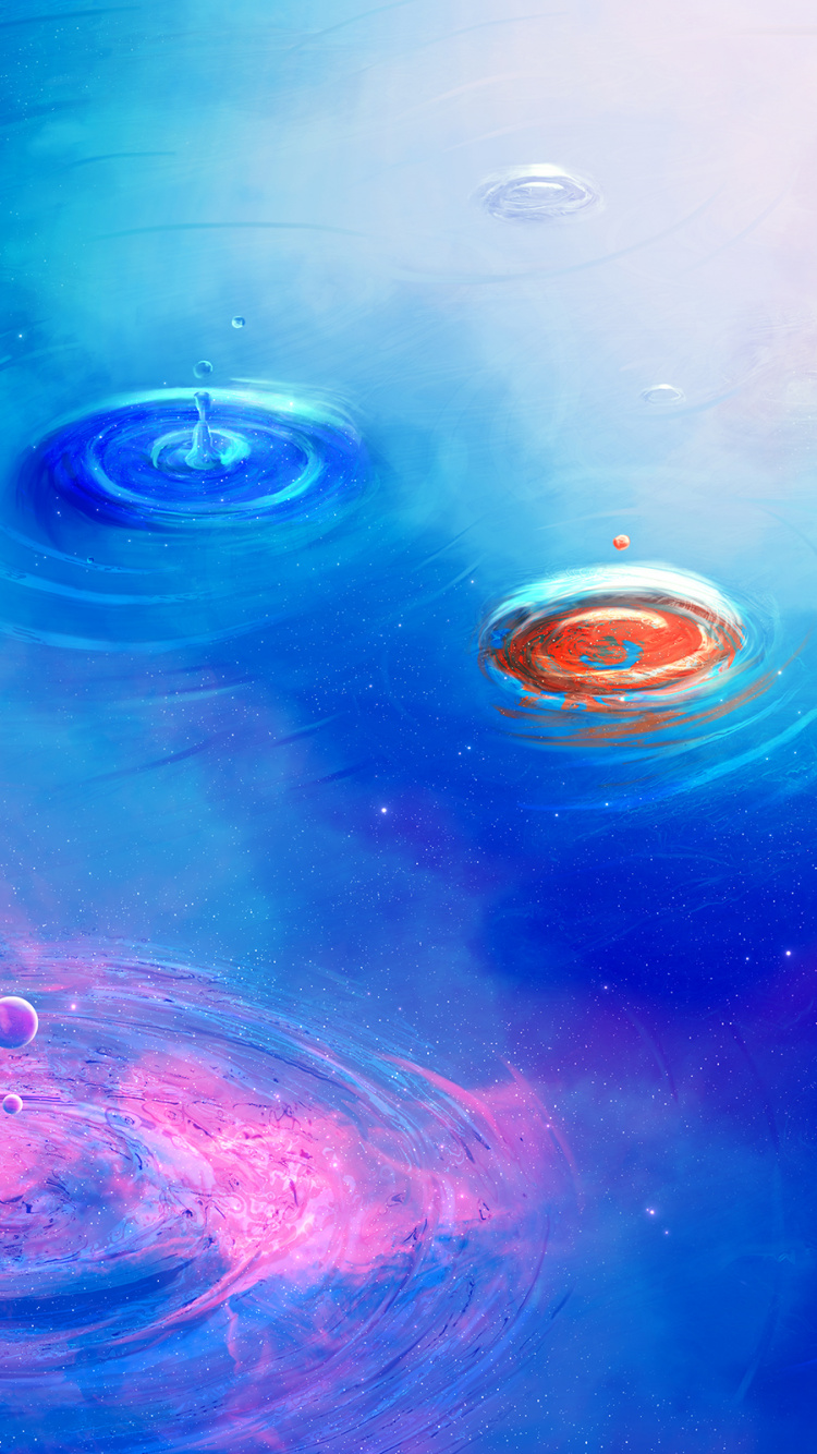 Обои вода, синий, Аква, космос, круг в разрешении 750x1334