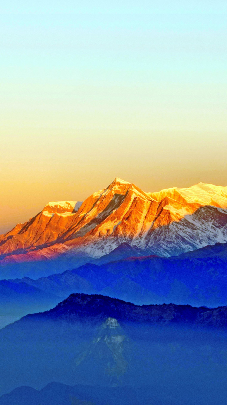 Обои гора, горный хребет, восход солнца, утро, горизонт в разрешении 750x1334