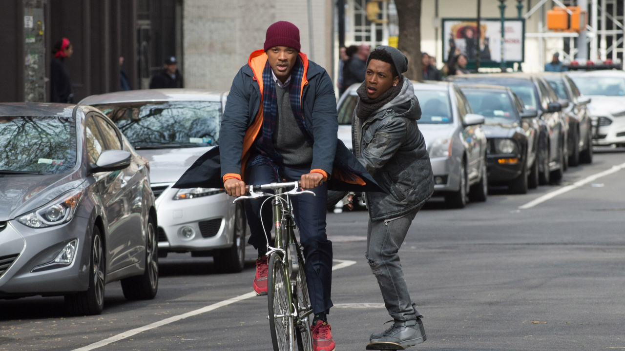 Обои Уилл Смит, прицеп, переулок, велосипед, шоссейный Велоспорт в разрешении 1280x720