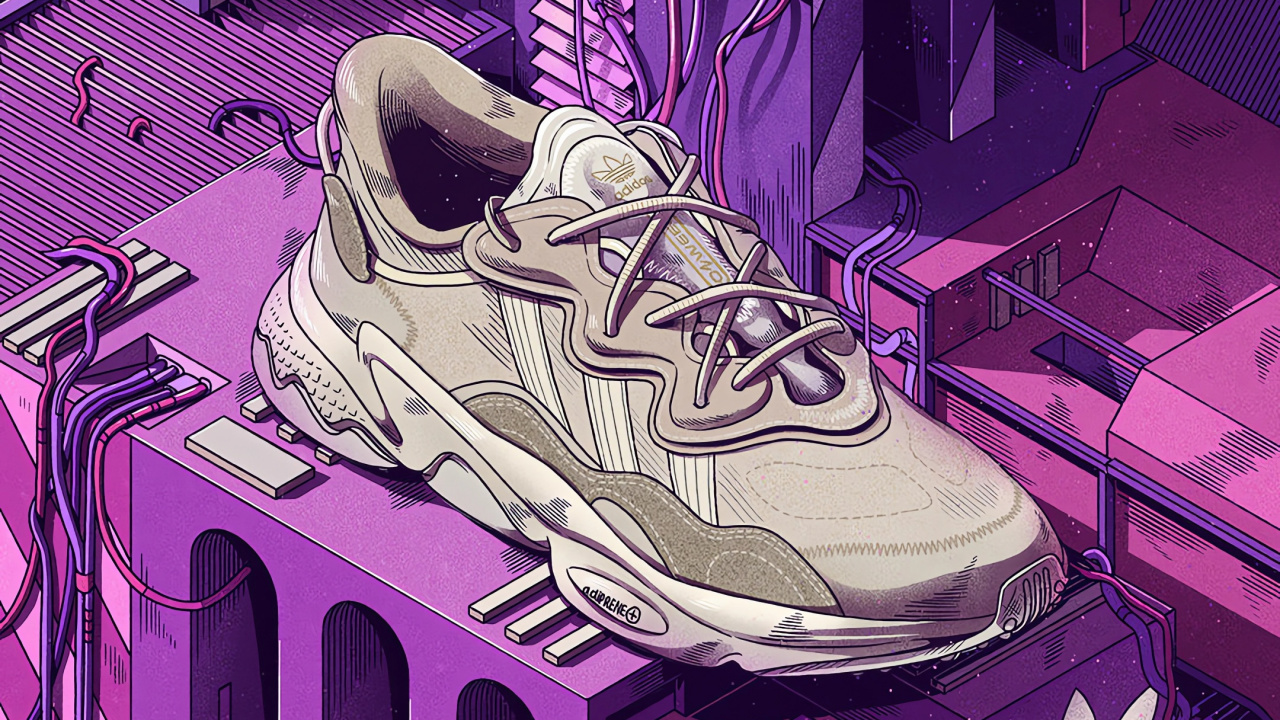 Обои adidas ozworld, adidas, башмак, пурпур, розовый в разрешении 1280x720