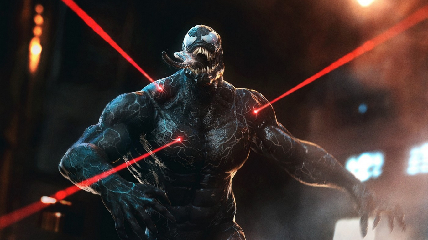 Обои venom фильм venom art, веном, Эдди Брок, арт, комиксы Марвел в разрешении 1366x768