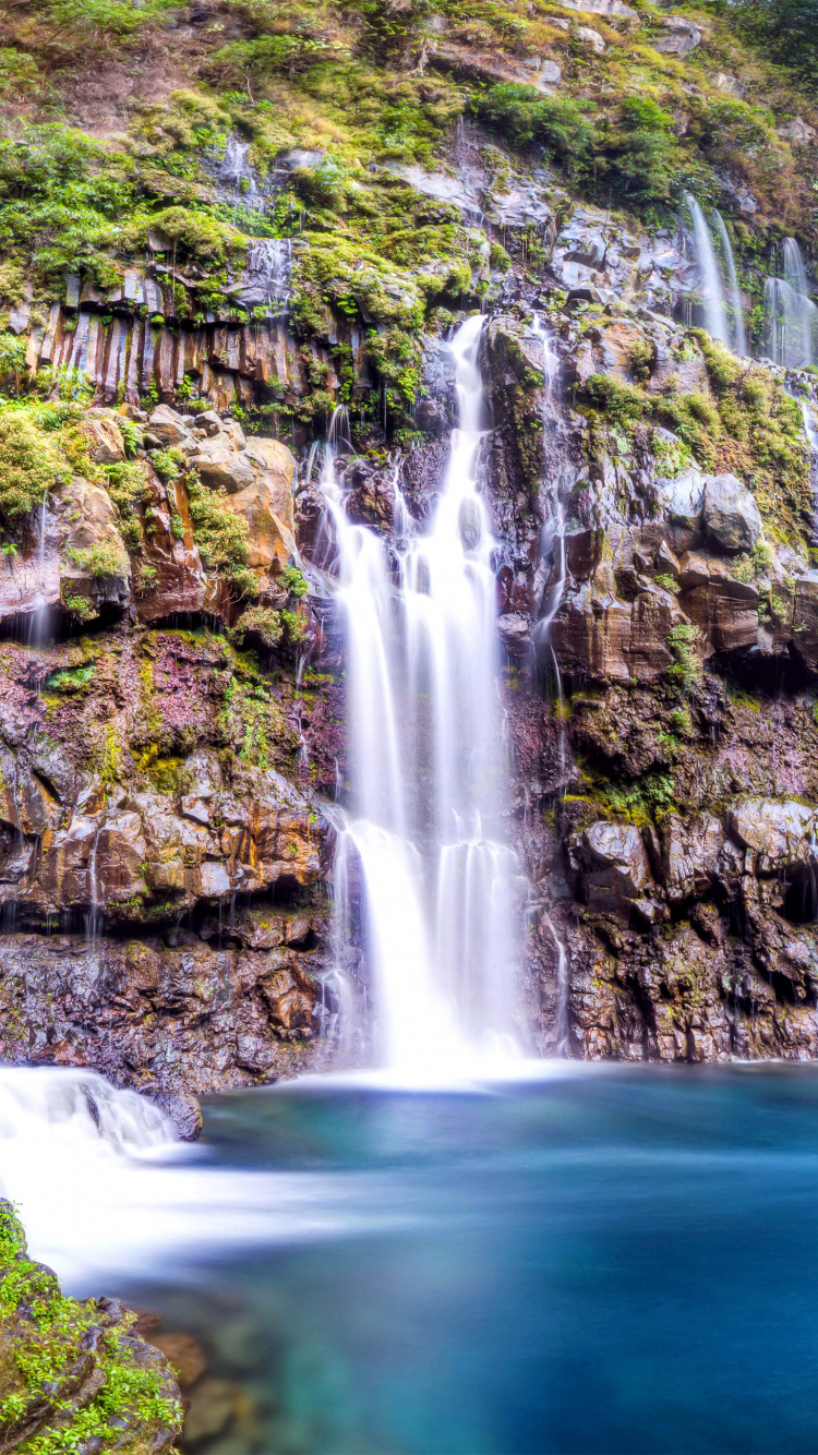 Обои водопад, водоем, гидроресурсы, природа, вода в разрешении 750x1334