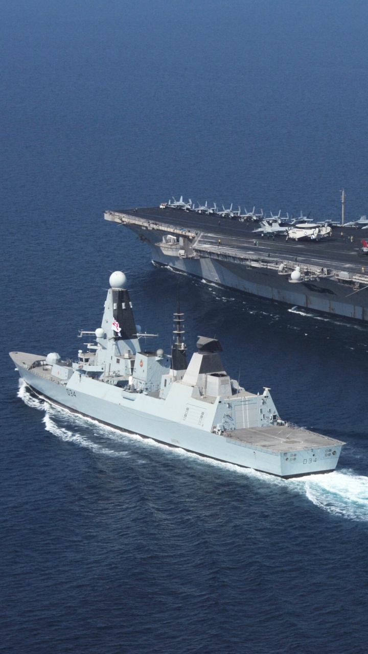 Обои ГМС Алмаз, королевский флот, авианосец, разрушитель, военный корабль в разрешении 720x1280