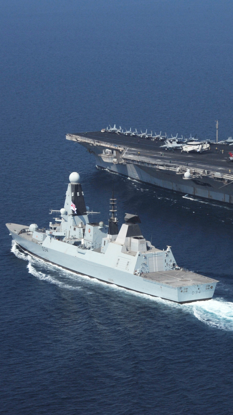 Обои ГМС Алмаз, королевский флот, авианосец, разрушитель, военный корабль в разрешении 750x1334
