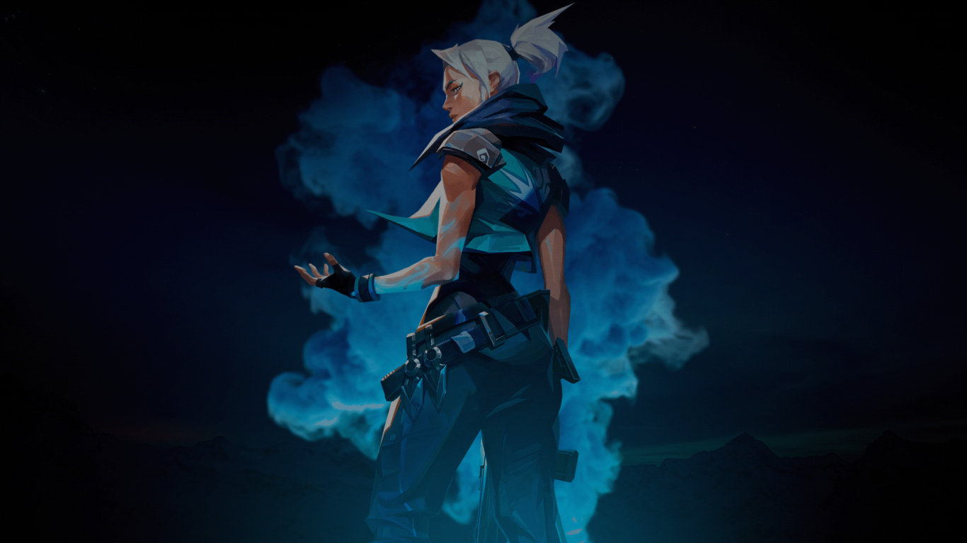 Обои VALORANT, riot games, киберспорт, тактический шутер, лазурный в разрешении 1366x768