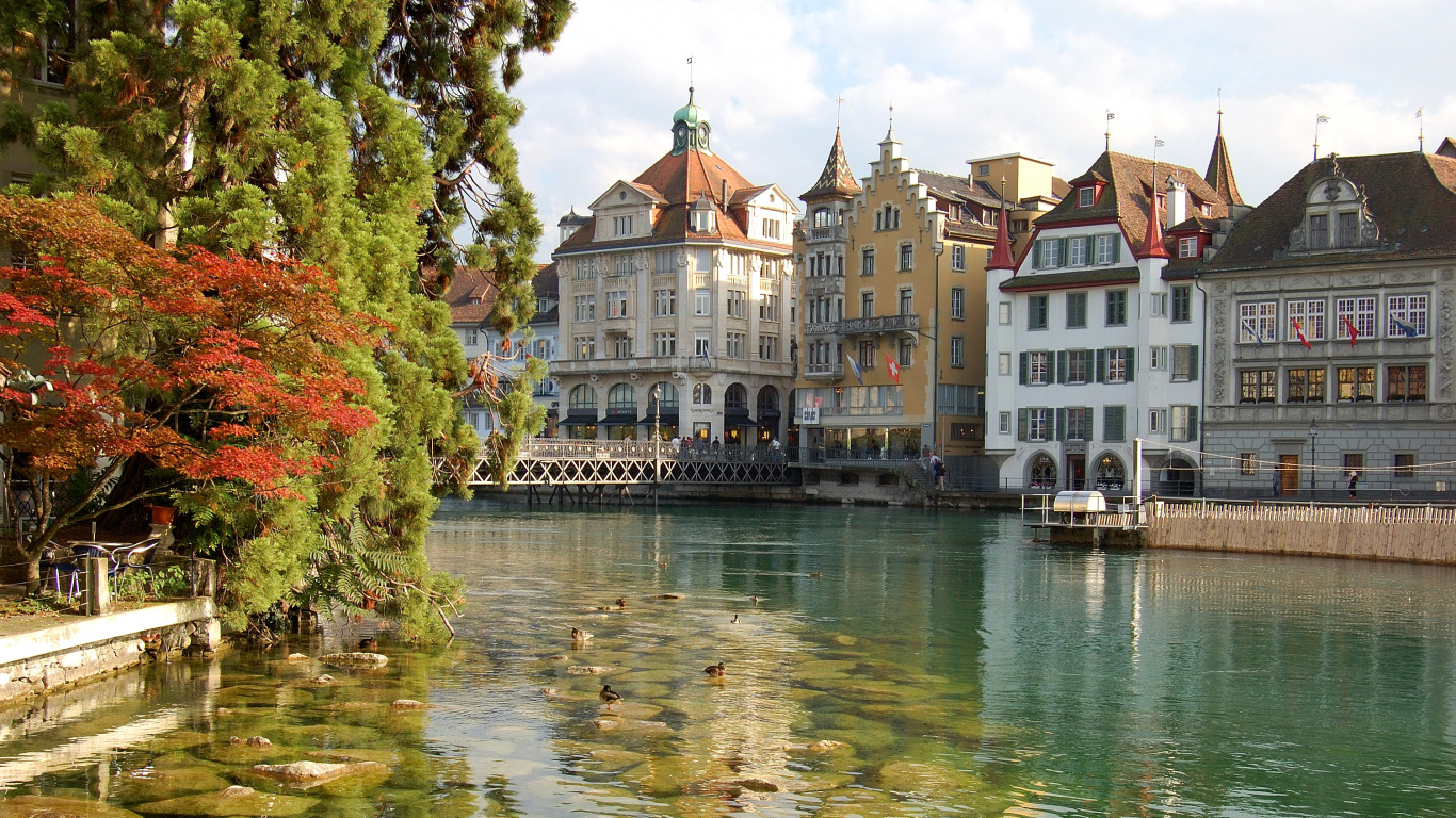 Обои люцерна, озеро Люцерн, Интерлакен, Zrich, водный путь в разрешении 1366x768