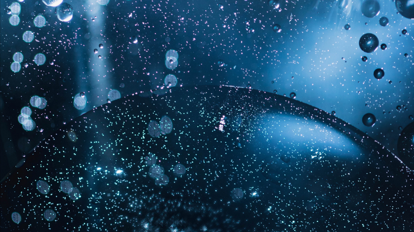 Обои пузырь, синий, вода, дождь, атмосфера в разрешении 1366x768