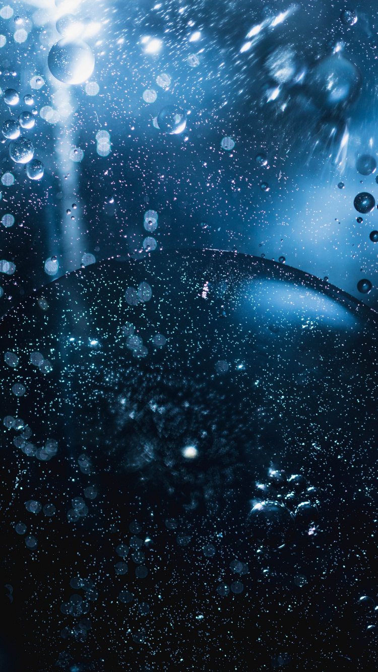 Обои пузырь, синий, вода, дождь, атмосфера в разрешении 750x1334