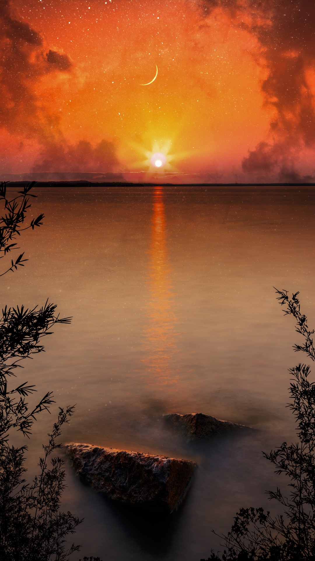 Обои послесвечение, вода, мост, облако, гидроресурсы в разрешении 1080x1920