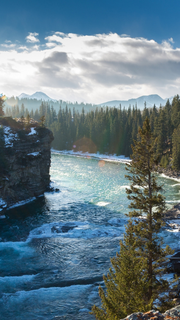 Обои реки боу, природа, дикая местность, гора, вода в разрешении 750x1334