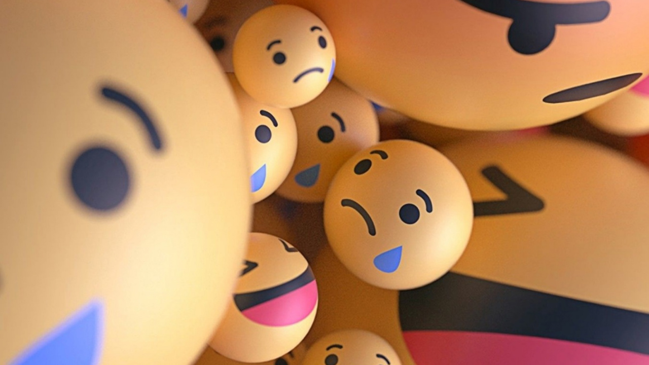 Обои эмоции 3д, улыбчивый, эмоджи, смайлик, свет в разрешении 1280x720