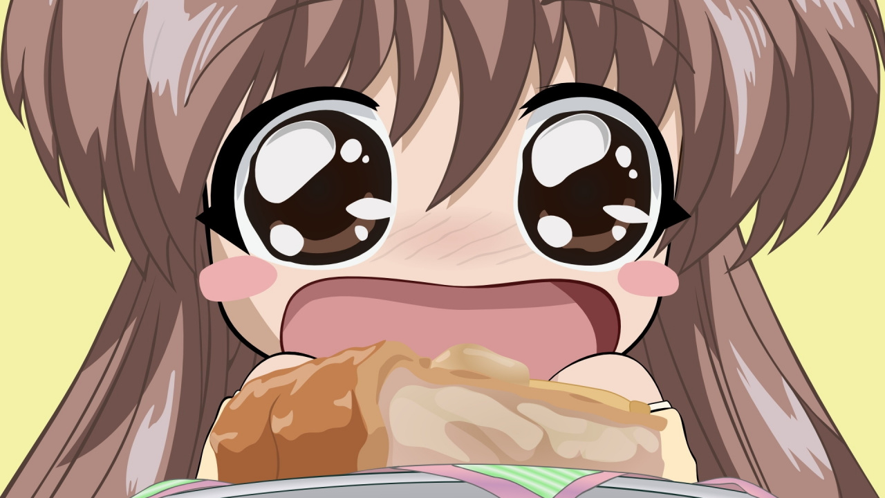 Обои мультфильм, мимика, нос, каштановые волосы, щеки в разрешении 1280x720