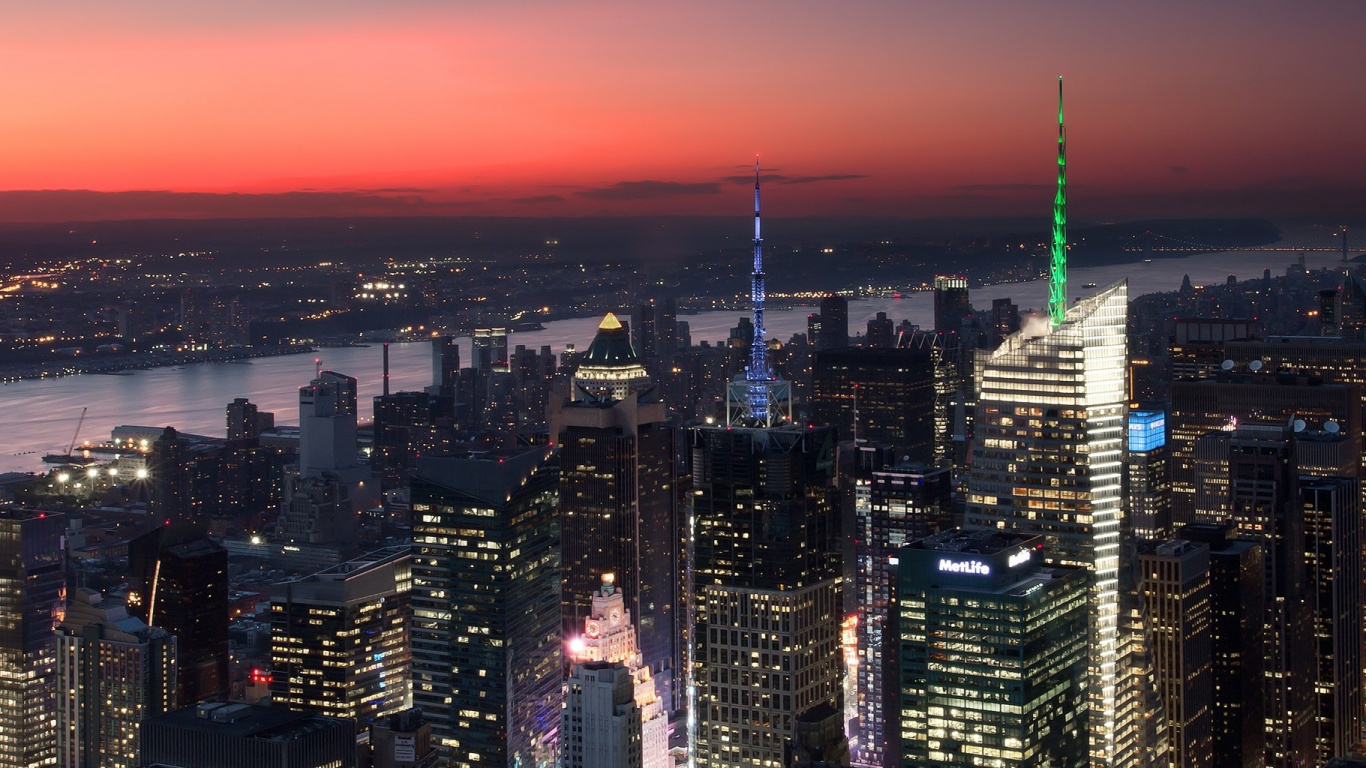 Обои Нью-Йорк, городской пейзаж, город, метрополия, городской район в разрешении 1366x768