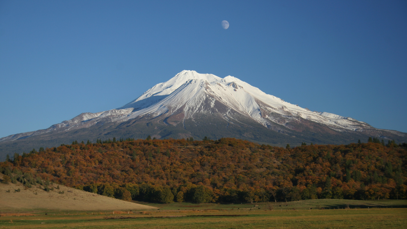 Обои гора Шаста, Маунт Шаста, Лассен-Пик, вулкан, горный рельеф в разрешении 1366x768