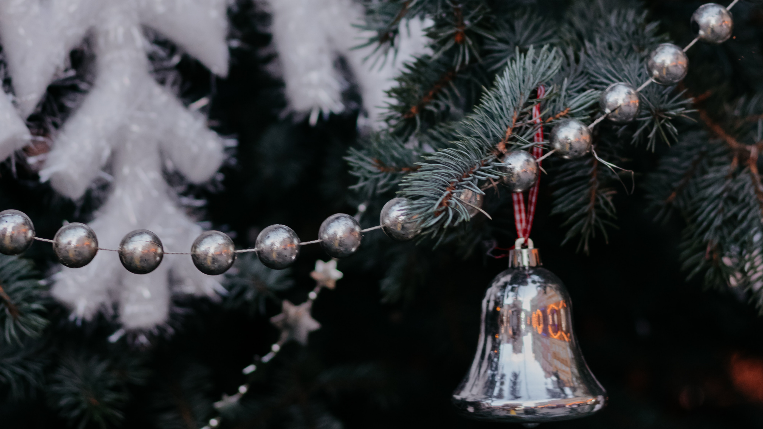 Обои елка, Рождественские огни, ель, сосна, дерево в разрешении 2560x1440