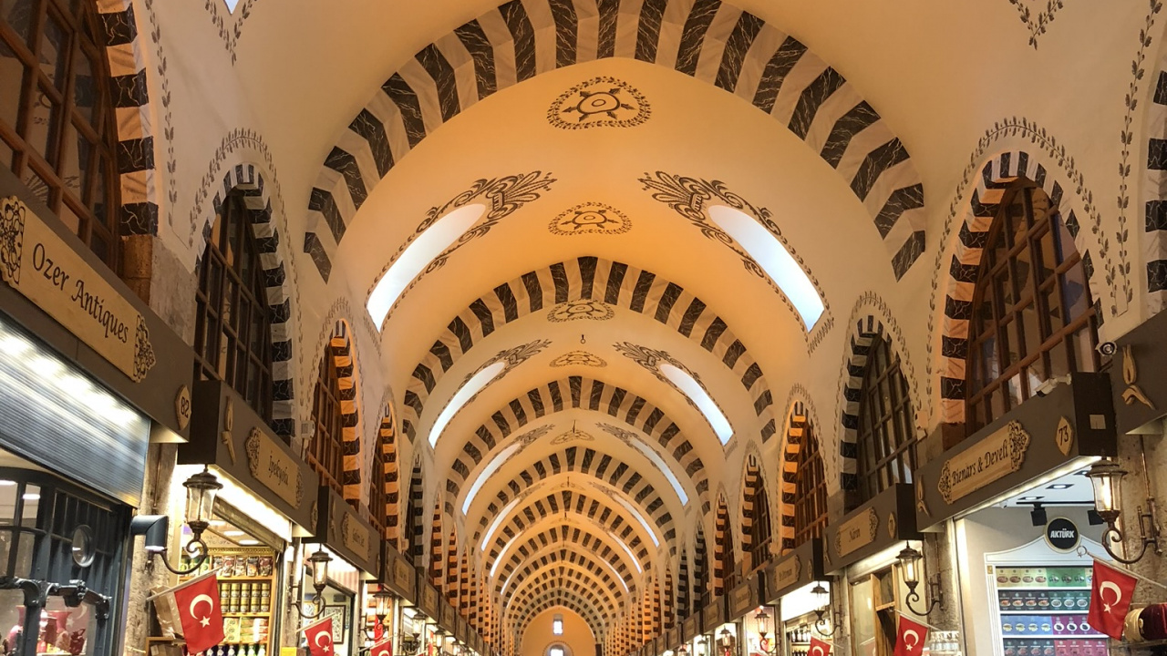 Обои Стамбул, базар, туризм, достопримечательность, освещение в разрешении 1280x720