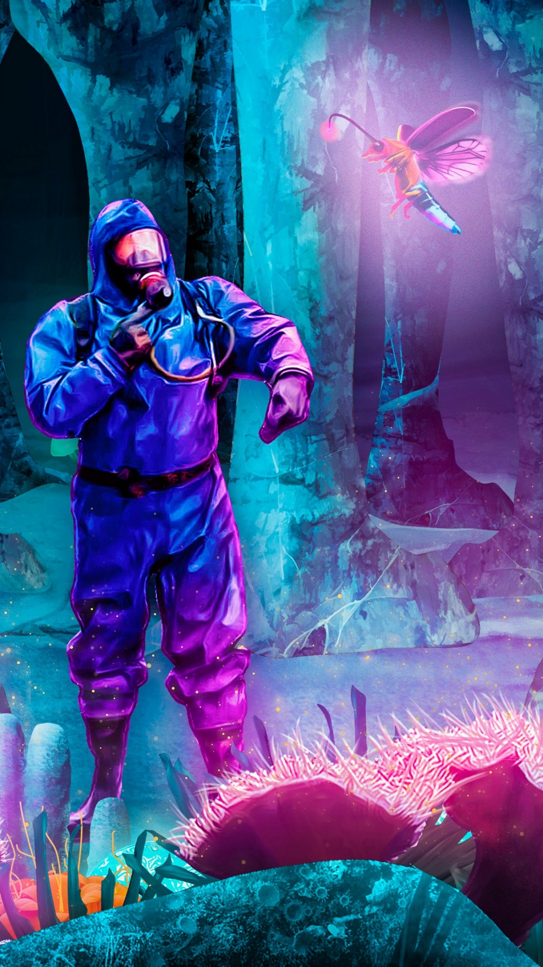 Обои пещера люминесценции, пурпур, свет, розовый, развлечение в разрешении 1080x1920