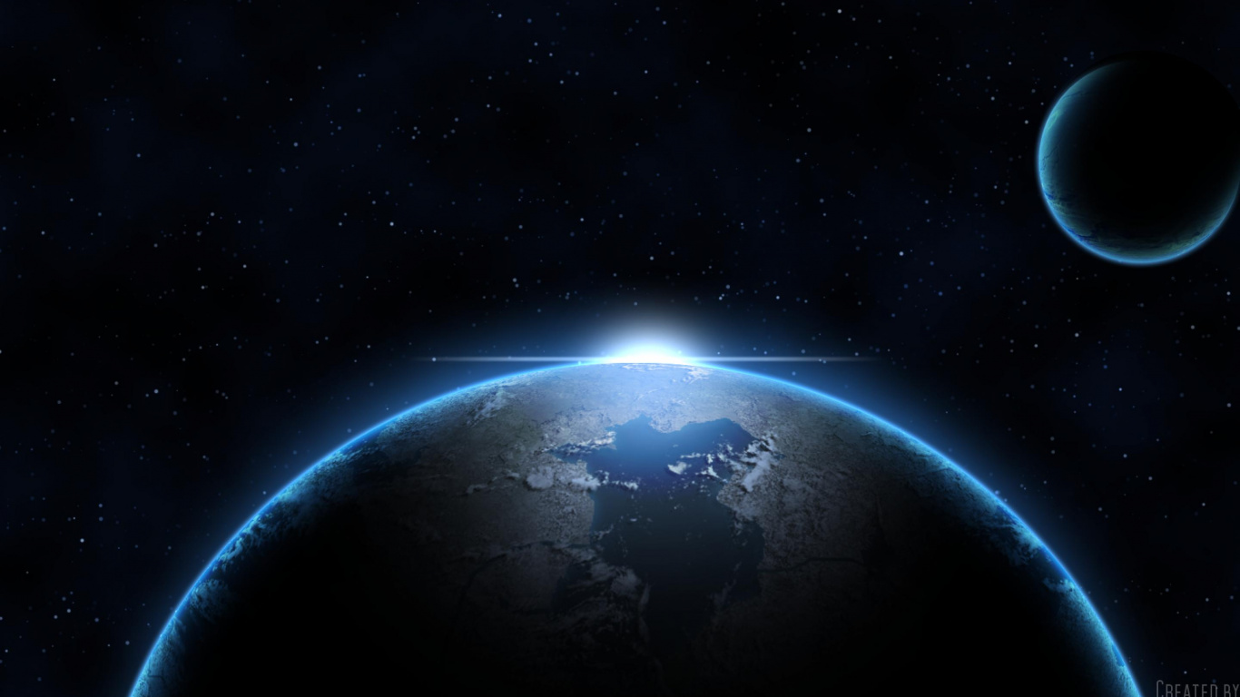 Обои космическое пространство, атмосфера, планета, астрономический объект, космос в разрешении 1366x768