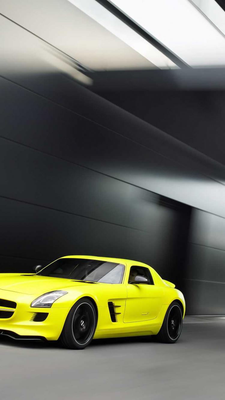 Обои Мерседес слс АМГ е ячейки, спорткар, Мерседес-Бенц Е-Класс, авто, желтый в разрешении 750x1334