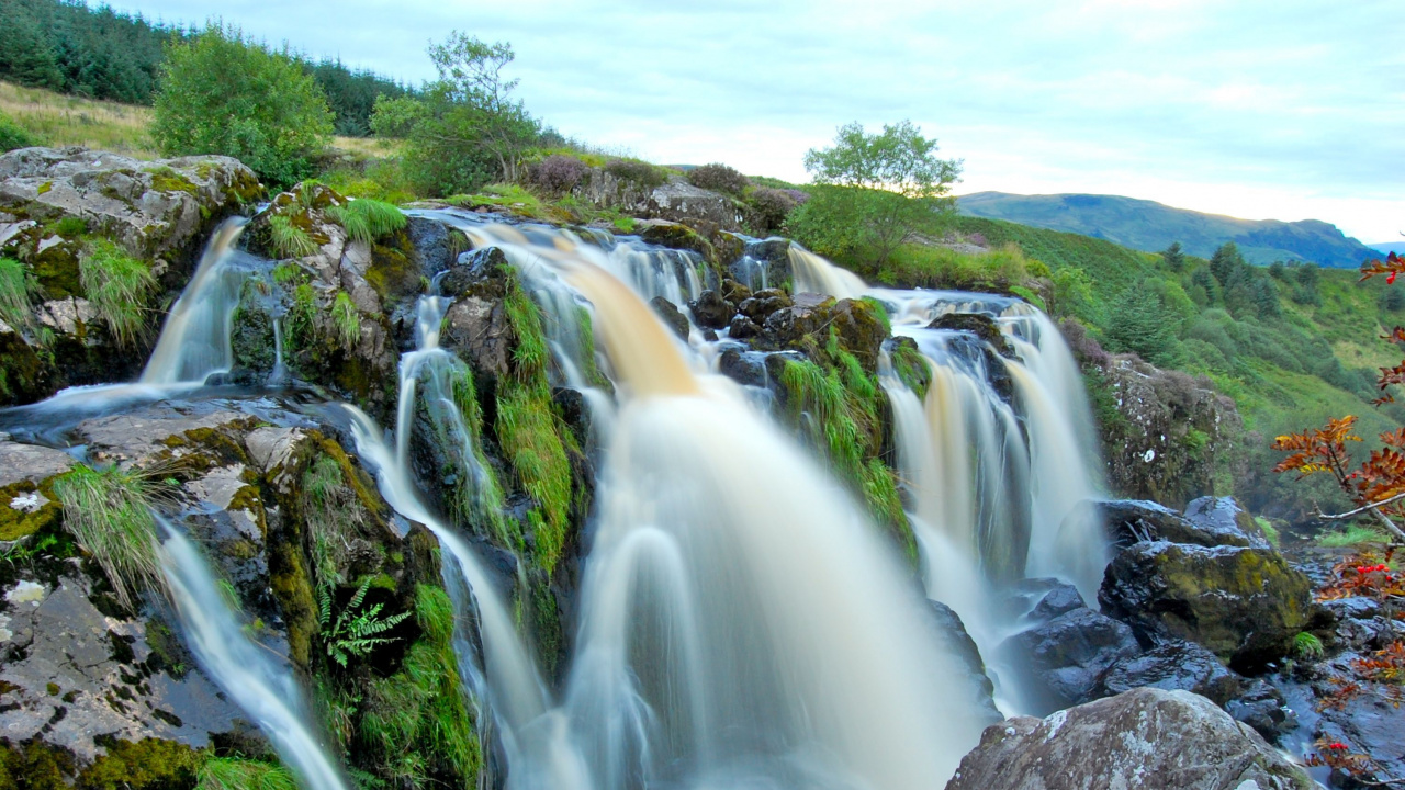 Обои водопад, Лу Финтри, Финтри, водоток, природный заповедник в разрешении 1280x720