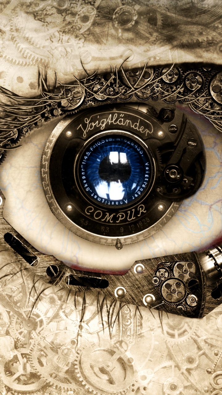 Обои стимпанк глаза, стимпанк, арт, глаз, радужная оболочка в разрешении 720x1280