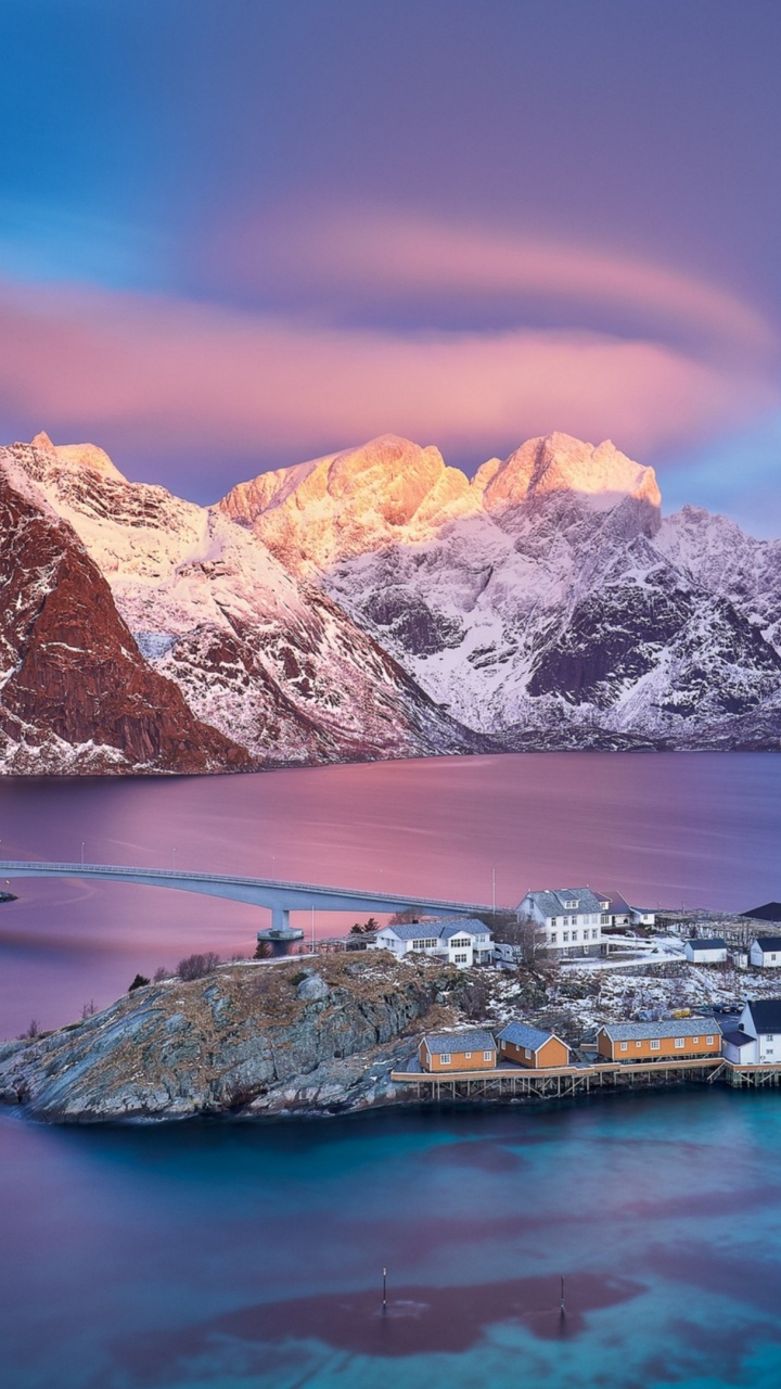 Обои горы Норвегии, Лофотен, гора, Hamny, природа в разрешении 720x1280