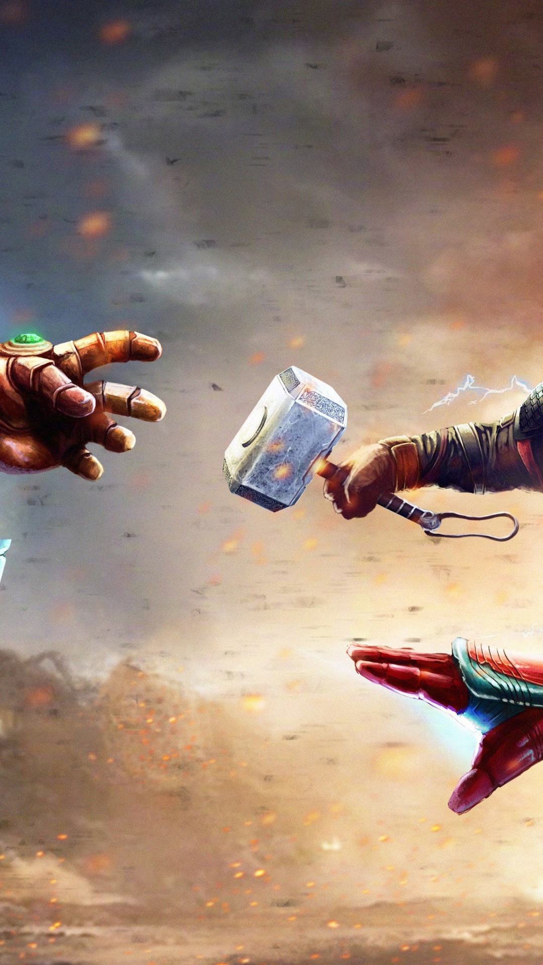 Обои Эндшпиль после кредитного сцены, комиксы Марвел, вымышленный персонаж, Танос, компьютерная игра в разрешении 1080x1920