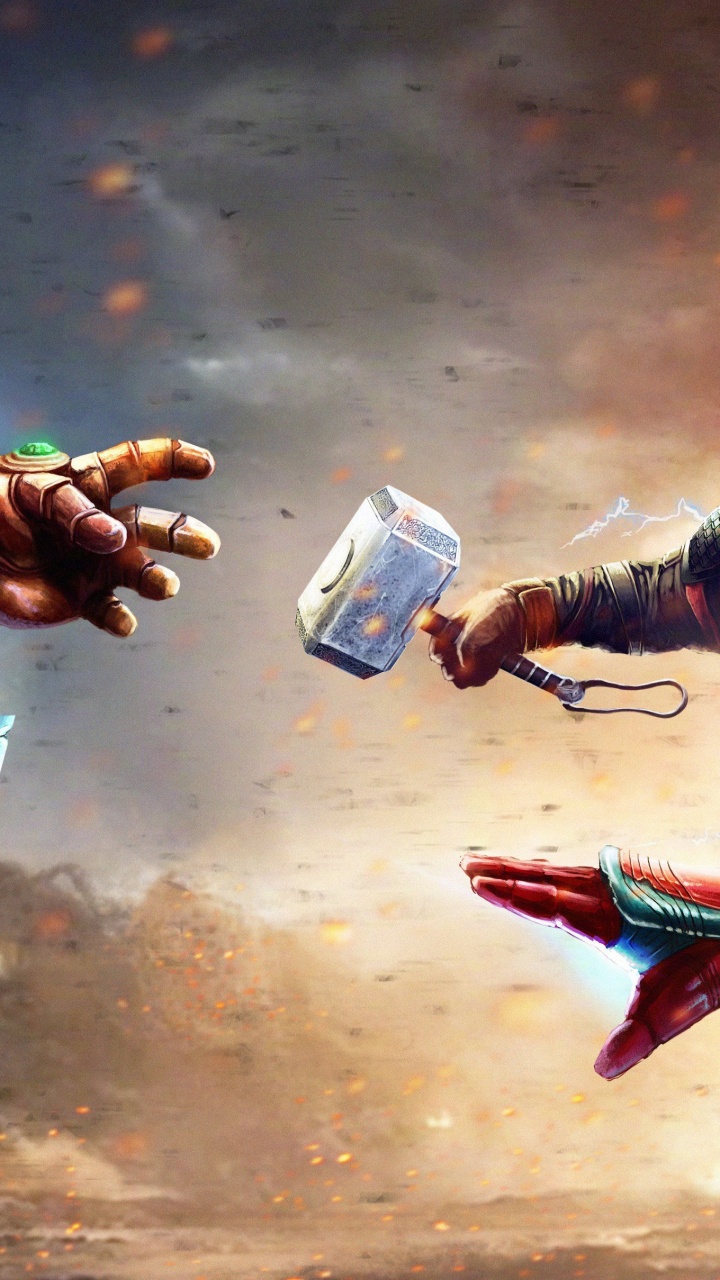 Обои Эндшпиль после кредитного сцены, комиксы Марвел, вымышленный персонаж, Танос, компьютерная игра в разрешении 720x1280