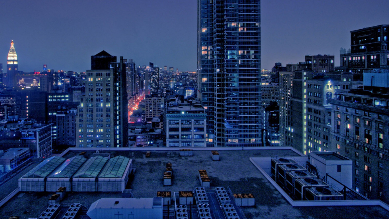 Обои небоскреб, линия горизонта, город, городской пейзаж, метрополия в разрешении 1366x768