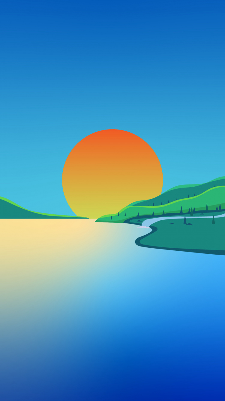 Обои природный ландшафт, красочность, атмосфера, горизонт, склон в разрешении 750x1334