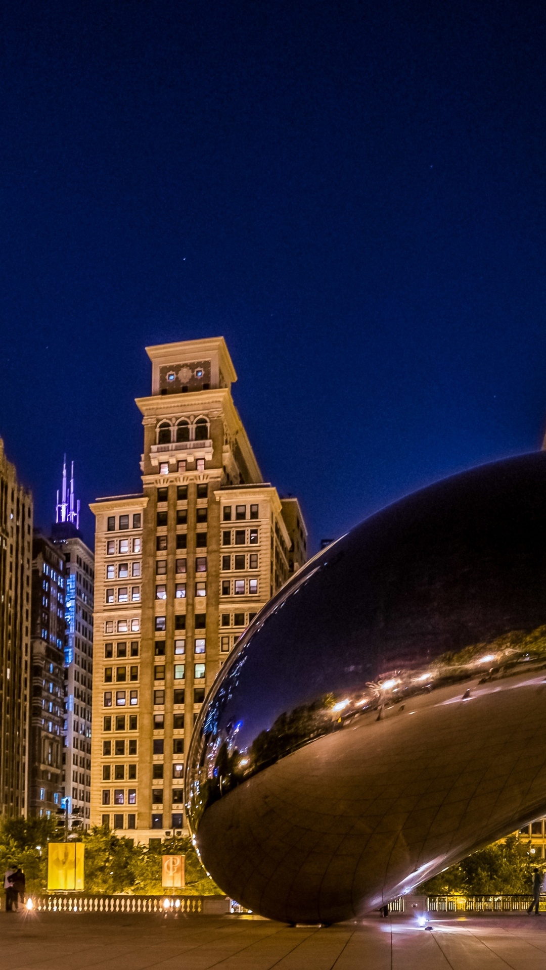 Обои Облачные ворота, город, ориентир, городской пейзаж, ночь в разрешении 1080x1920