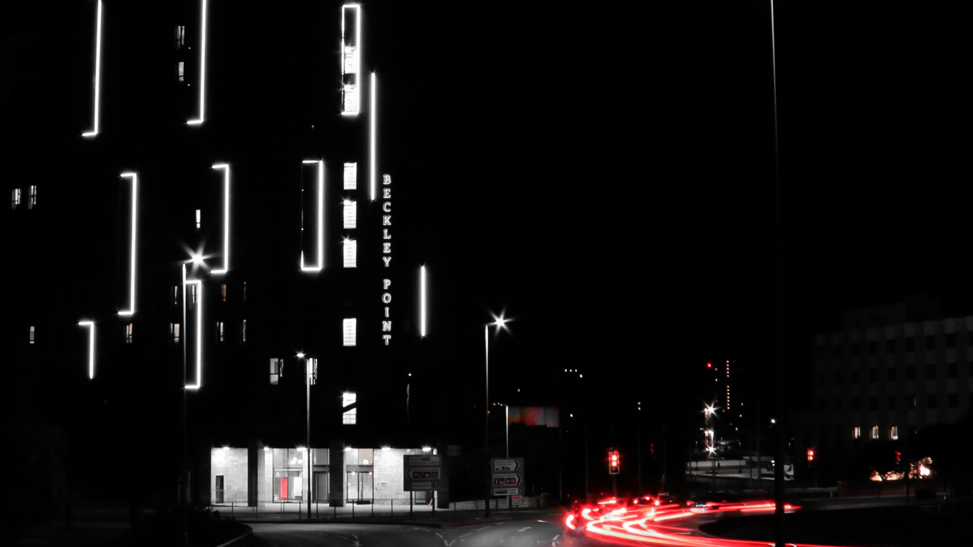 Обои черный, темнота, белые, ночь, уличный фонарь в разрешении 1366x768